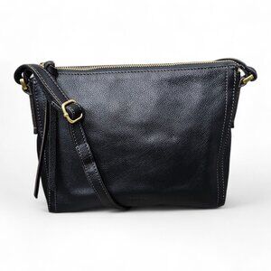 Fossil Emma Pebble Leather Slim Black Shoulder Crossbody Bag